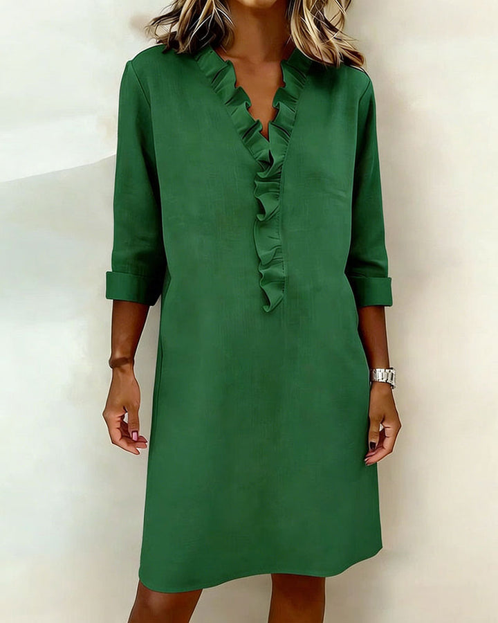 Natalia | Vestido liso y escote en V