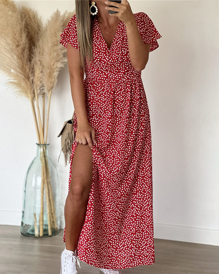 Maria | Vestido largo estampado con escote en V