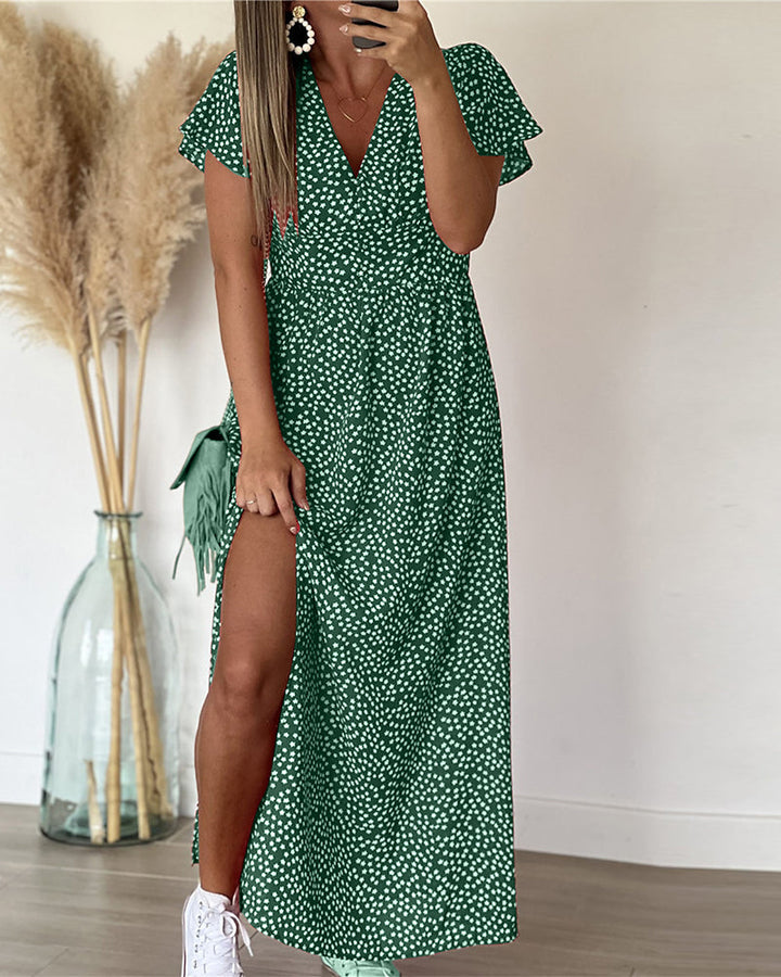 Maria | Vestido largo estampado con escote en V