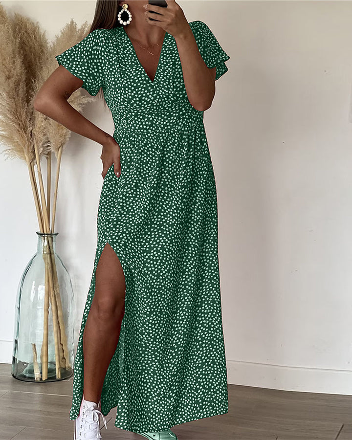 Maria | Vestido largo estampado con escote en V