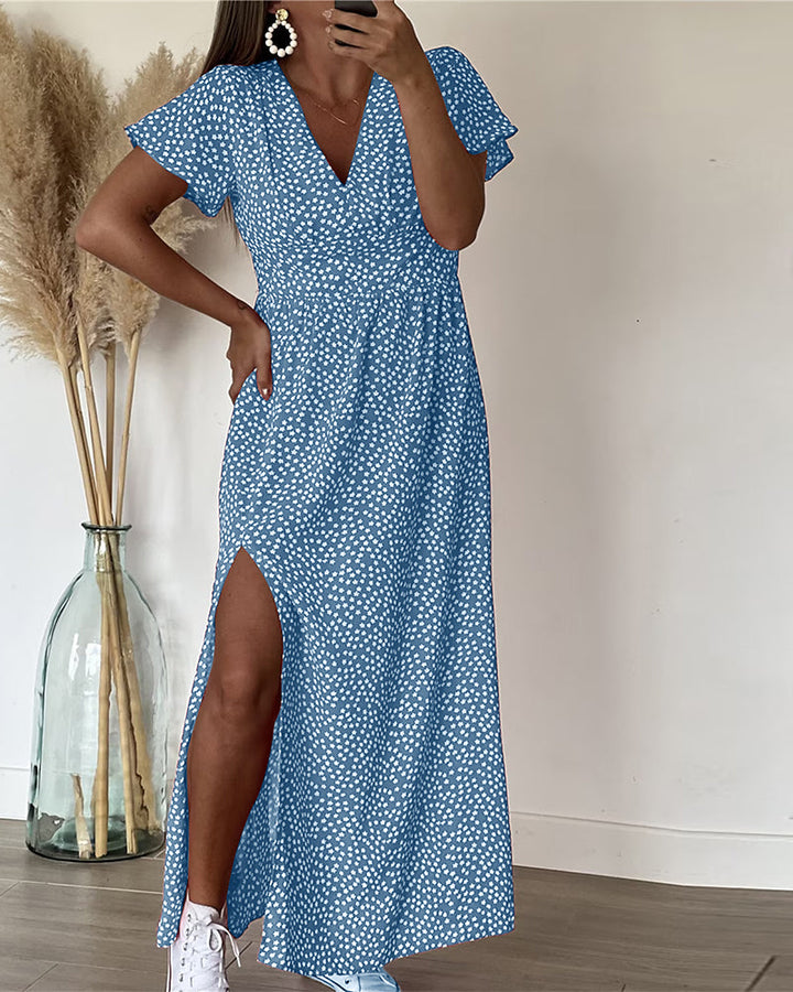 Maria | Vestido largo estampado con escote en V