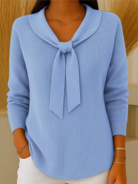 Bianca | Maglione morbido con fiocco elegante