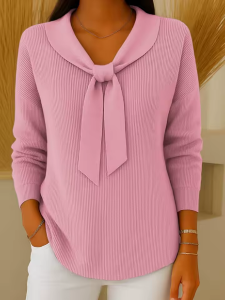 Bianca | Maglione morbido con fiocco elegante