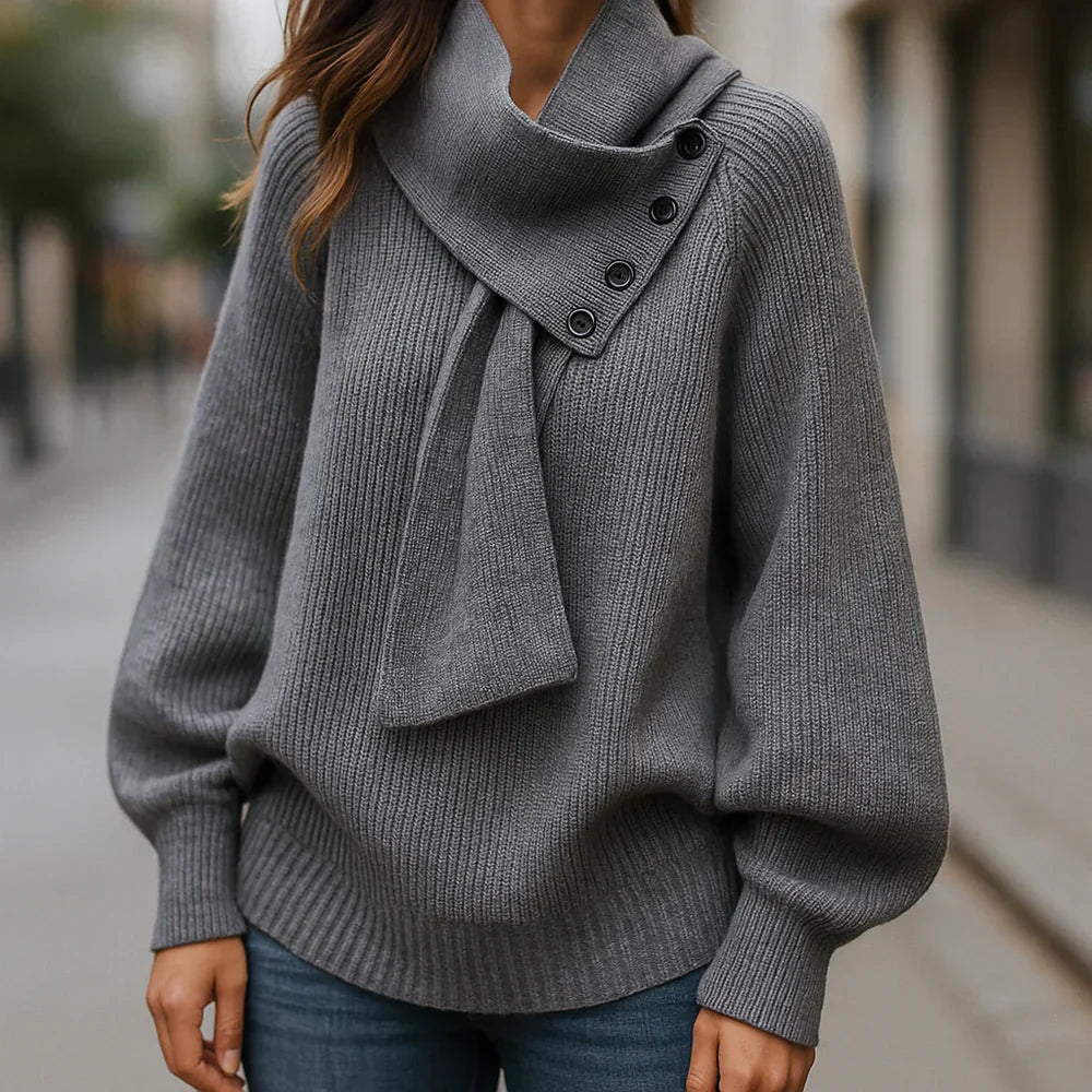 Elisa | Suéter Elegante con Cuello Tipo Bufanda