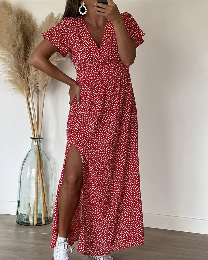 Maria | Vestido largo estampado con escote en V