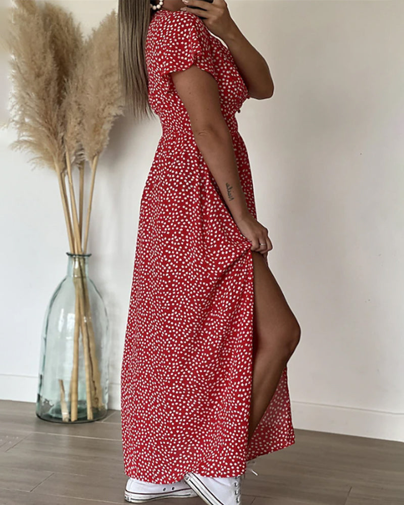 Maria | Vestido largo estampado con escote en V