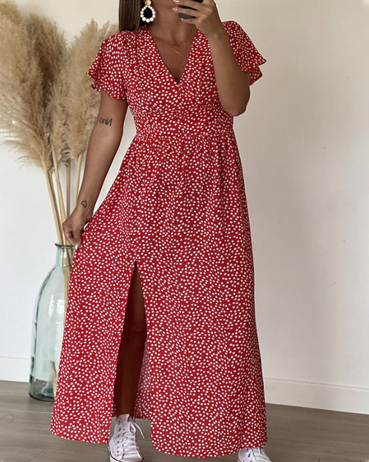 Maria | Vestido largo estampado con escote en V
