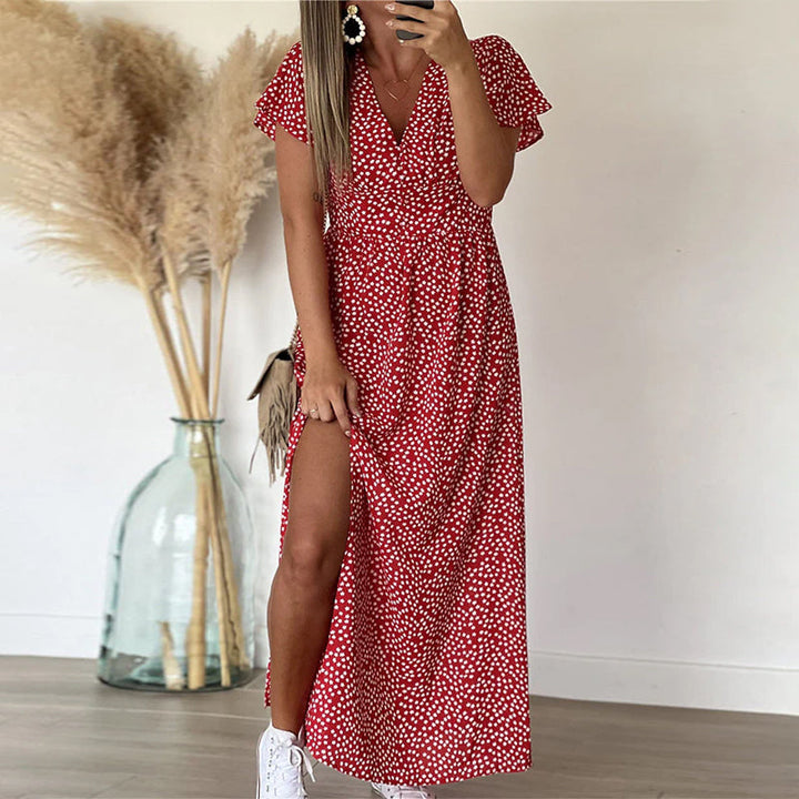 Maria | Vestido largo estampado con escote en V