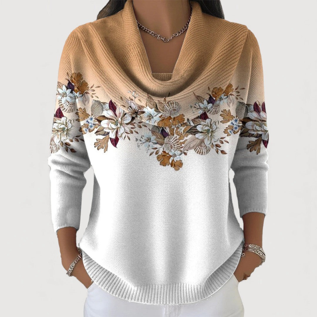 Alora | Suéter Floral con Cuello Suave