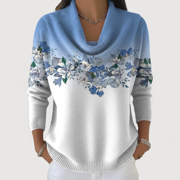 Alora | Suéter Floral con Cuello Suave