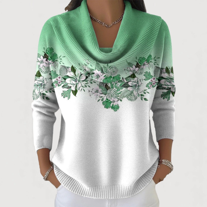 Alora | Suéter Floral con Cuello Suave