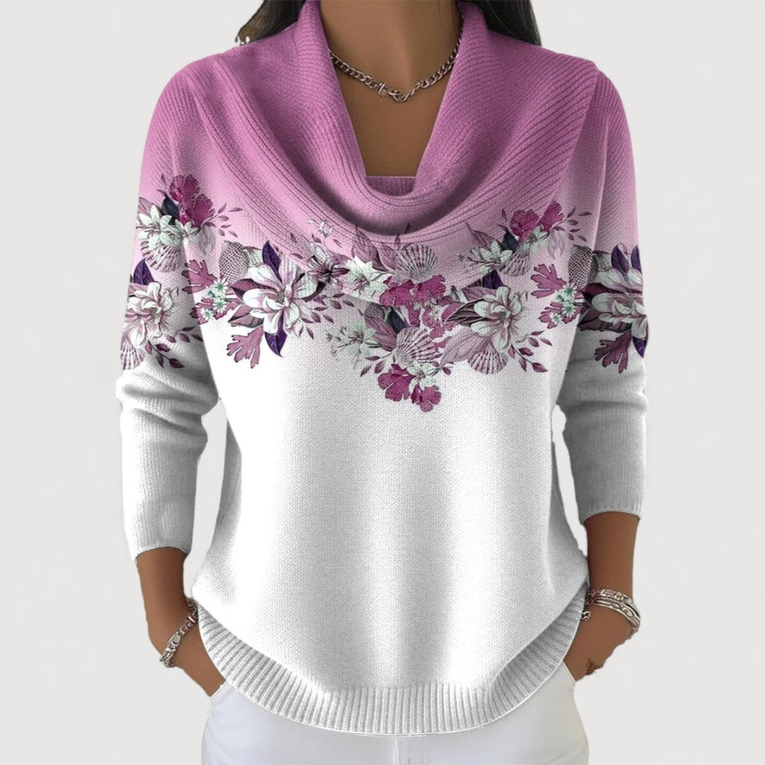 Alora | Suéter Floral con Cuello Suave