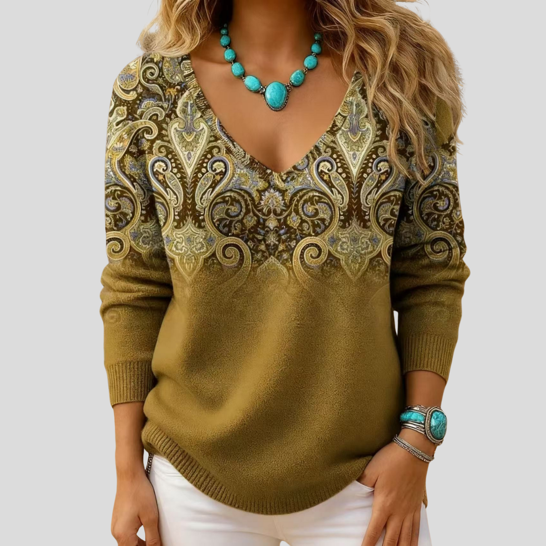 Amelia | Maglione Elegante con Scollo a V e Maniche Lunghe