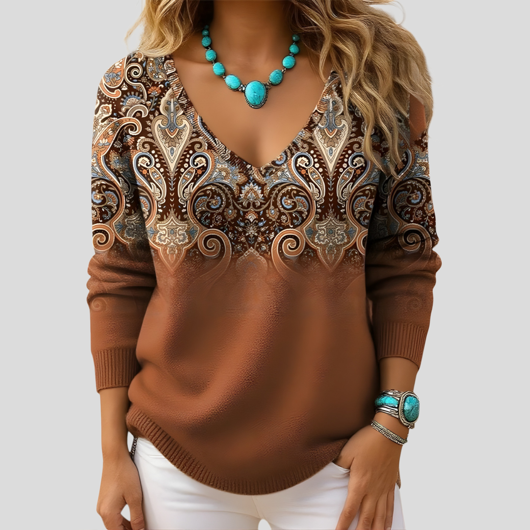 Amelia | Maglione Elegante con Scollo a V e Maniche Lunghe