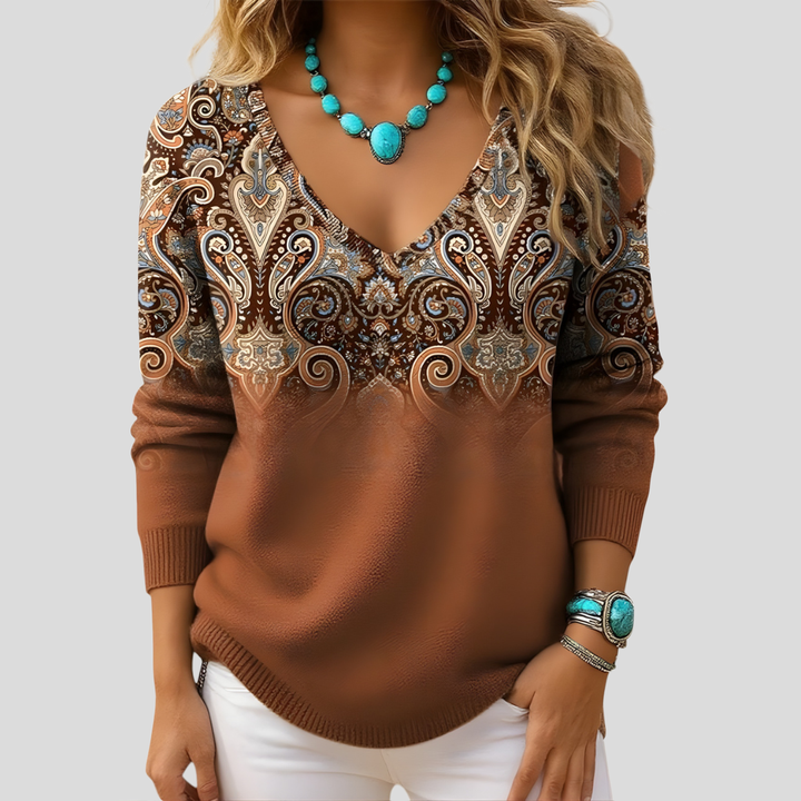 Amelia | Maglione Elegante con Scollo a V e Maniche Lunghe