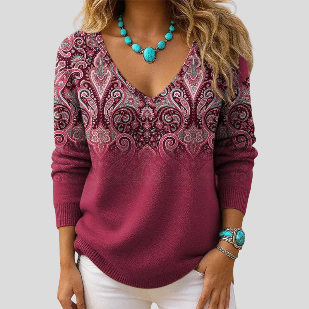 Amelia | Maglione Elegante con Scollo a V e Maniche Lunghe