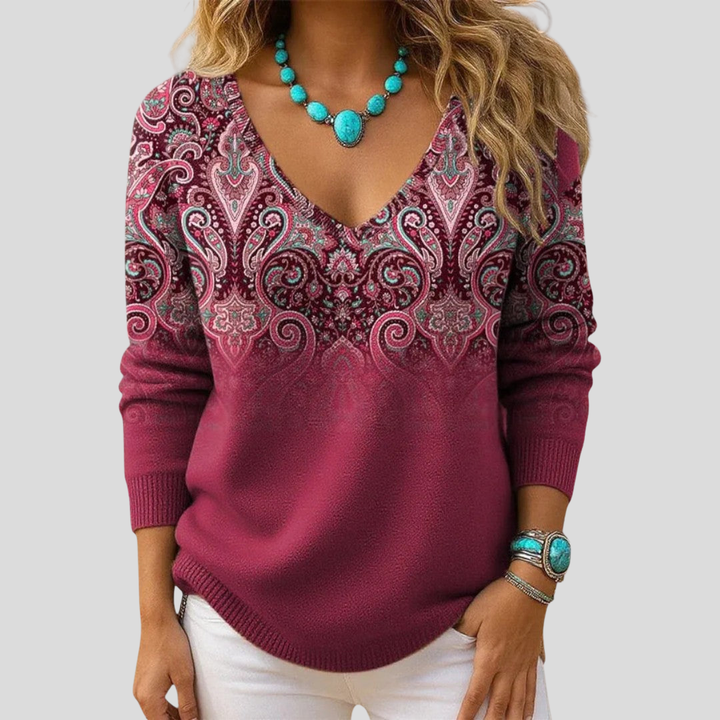 Amelia | Maglione Elegante con Scollo a V e Maniche Lunghe