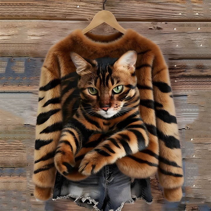 Marina | Maglione caldo con stampa gatto