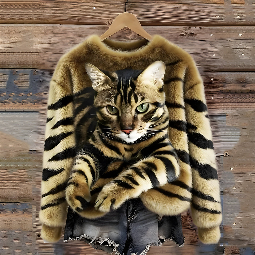 Marina | Maglione caldo con stampa gatto