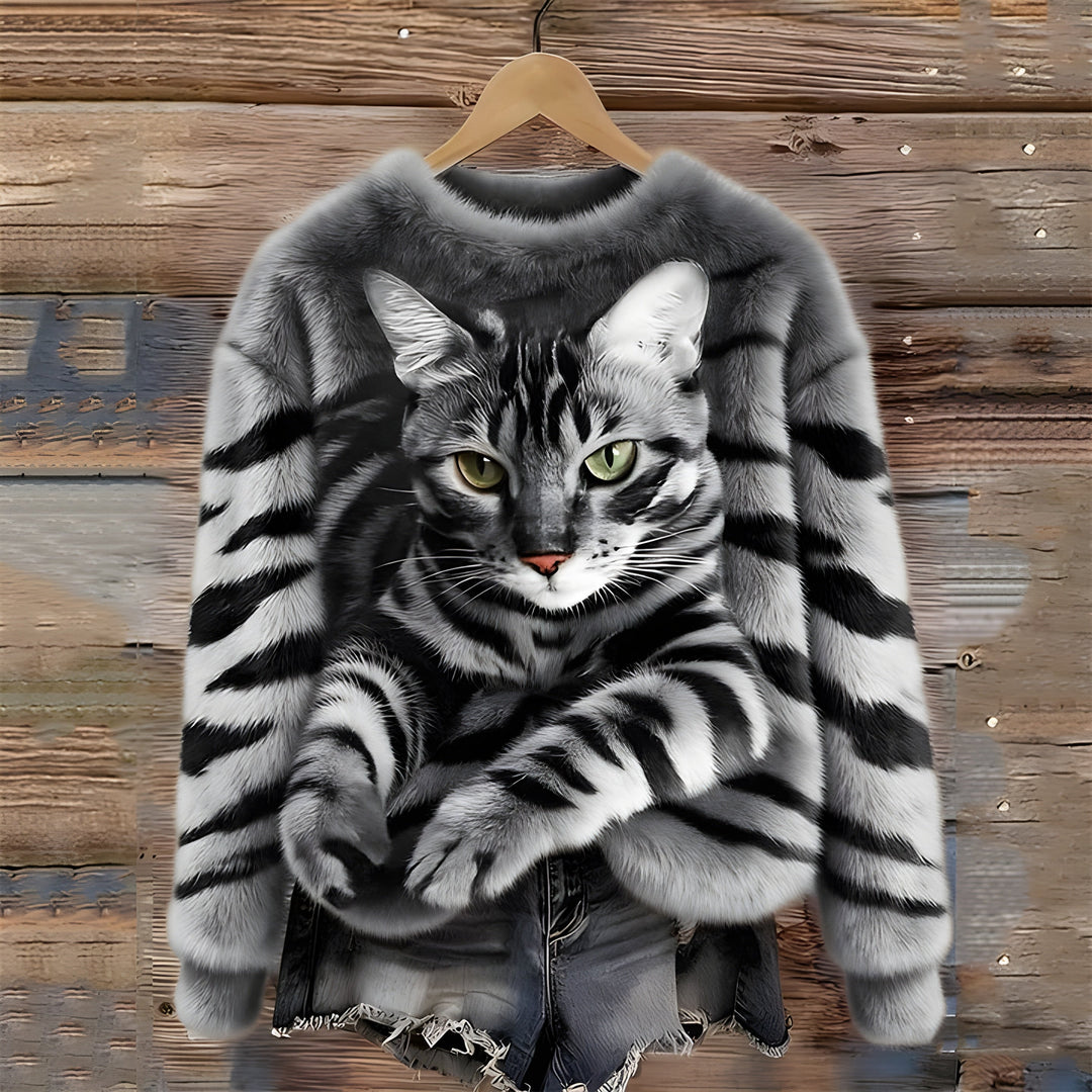 Marina | Maglione caldo con stampa gatto