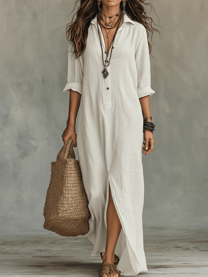 Bianca | Abito Maxi con bottoni