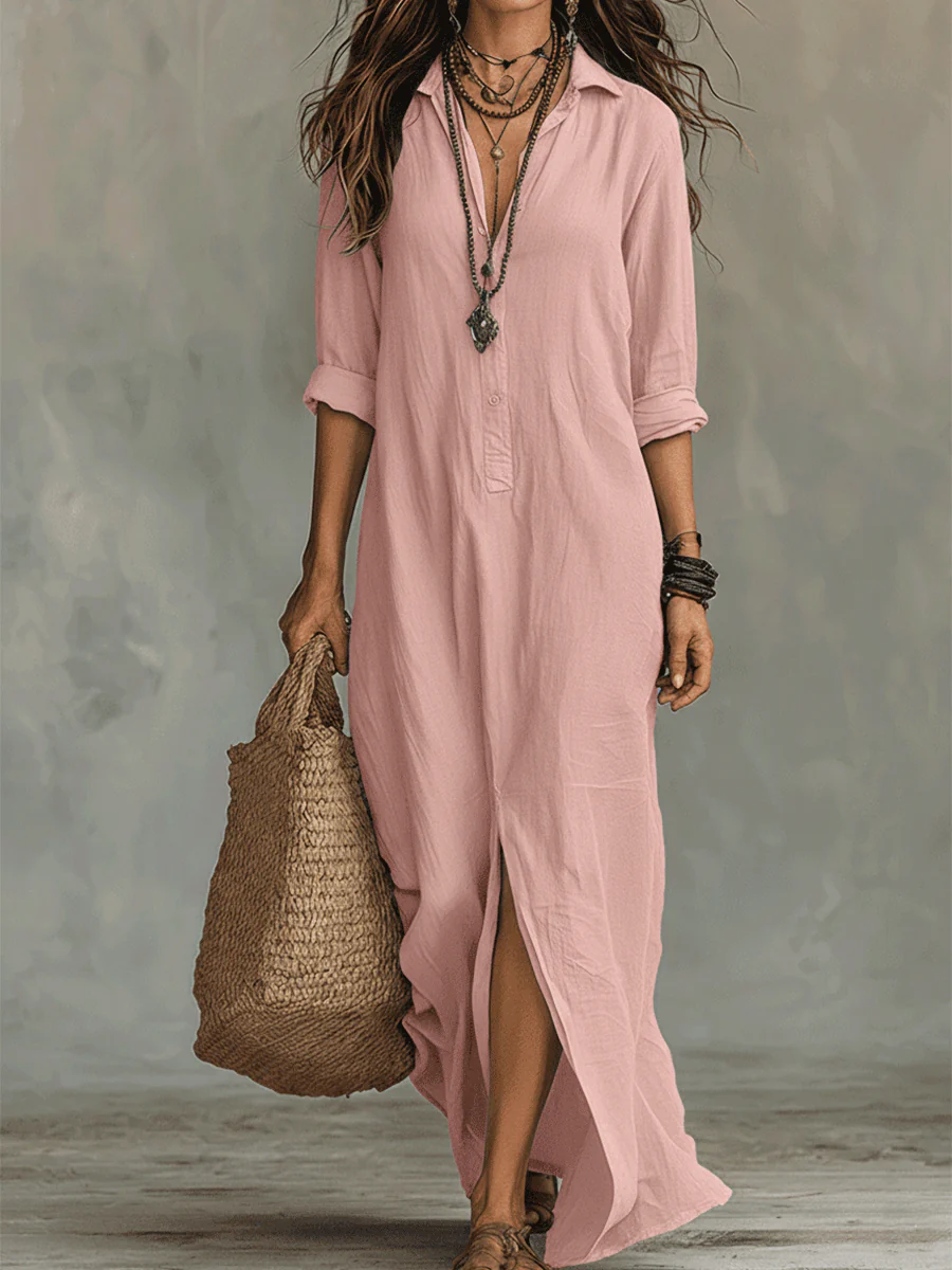Bianca | Abito Maxi con bottoni