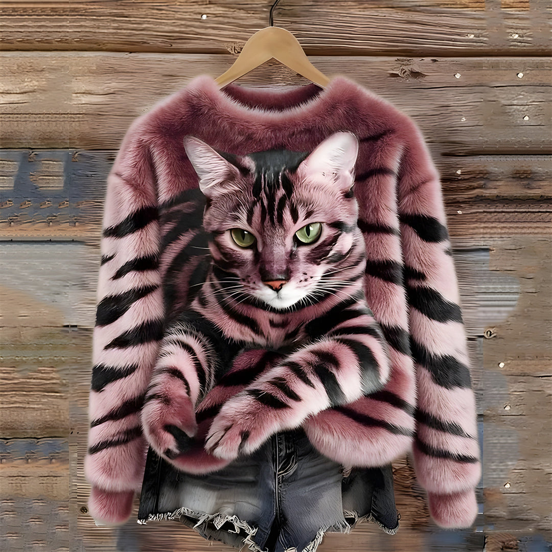 Marina | Maglione caldo con stampa gatto