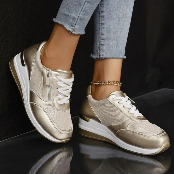 Nuove sneakers ortopediche da donna con lacci e cerniera laterale