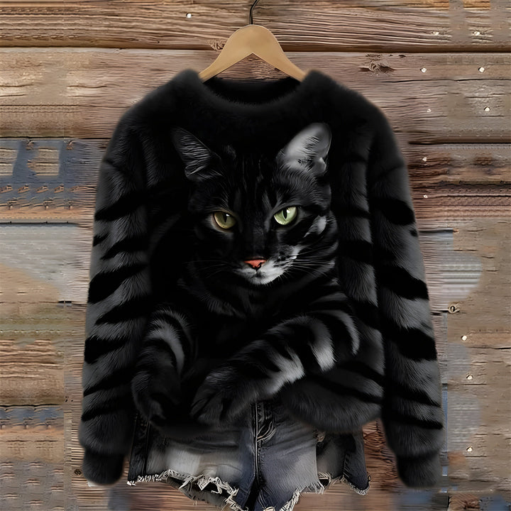 Marina | Maglione caldo con stampa gatto